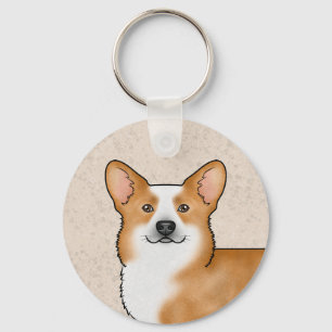 Red Pembroke Welsh Corgi Cute Dog Head Portrait Key Ring