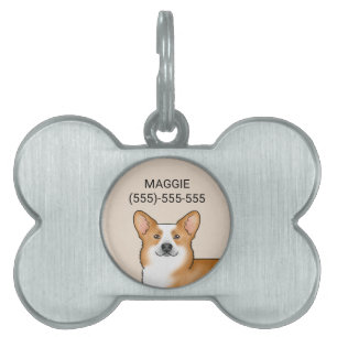 Red Pembroke Welsh Corgi Cute Dog Head Portrait Pet ID Tag