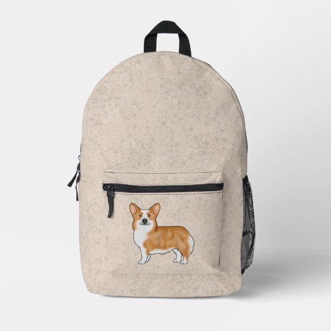 Red Pembroke Welsh Corgi Cute Dog Illustration Printed Backpack (Front)