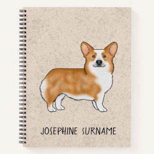 Red Pembroke Welsh Corgi Dog With Custom Name Notebook