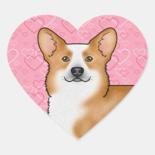 Red Pembroke Welsh Corgi Love Heart Pattern Pink Sticker
