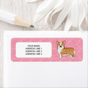 Red Pembroke Welsh Corgi On Pink Hearts With Text