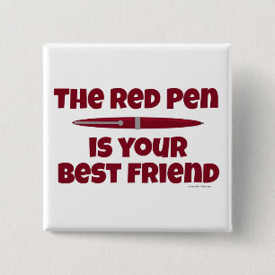 Red Pen Editor Best Friend Writing Process 15 Cm Square Badge