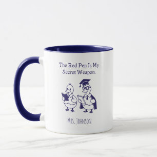 Red Pen Secret Weapon Funny English Teacher Design Mug