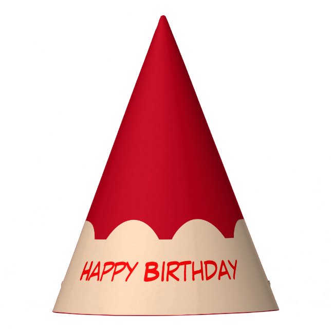 Red Pencil Tip Graphic Birthday Party Hat (Front)