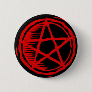Red Pentagram 6 Cm Round Badge