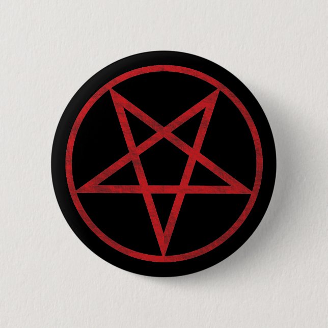 Red Pentagram 6 Cm Round Badge (Front)