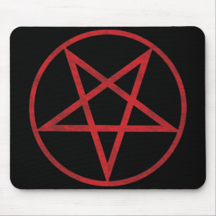 Red Pentagram Mouse Mat