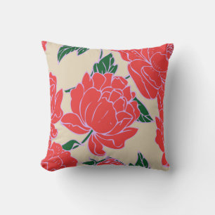 Red Peonies Cushion