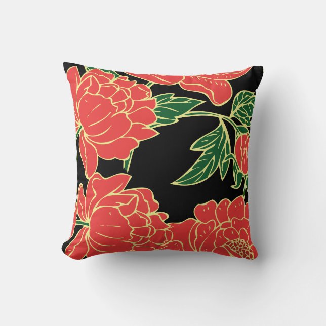 Red Peonies Cushion (Front)