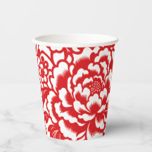 Red peonies floral Chinese birthday party