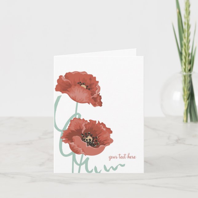 Red Peonies Personalised Note Cards (Front)