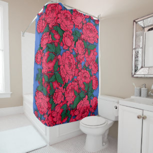 Red Peonies Shower Curtain