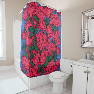 Red Peonies Shower Curtain