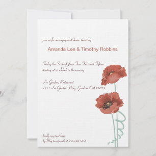 Red Peonies Wedding Engagement Party Invite