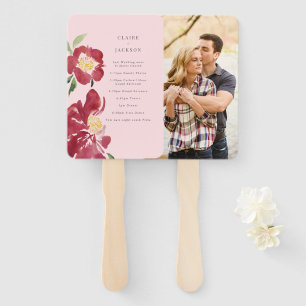 Red Peonies Wedding Hand Fan