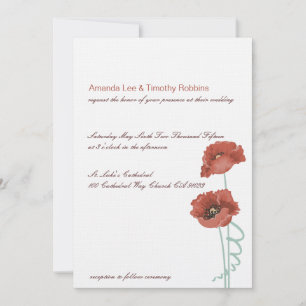 Red Peonies Wedding Invitation