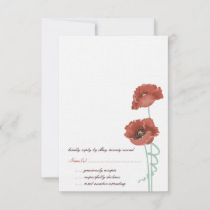 Red Peonies Wedding RSVP Cards