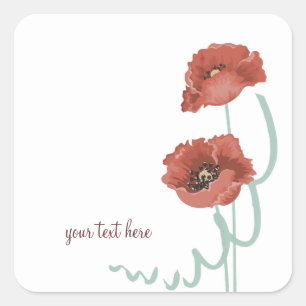 Red Peonies Wedding Stickers