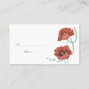 Red Peonies Wedding Table Place Cards