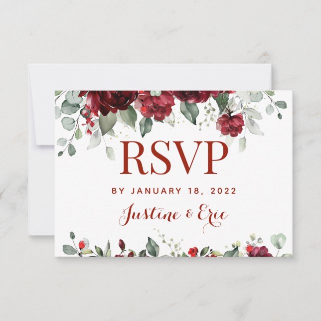 Red Peony Epiphany Meal Choice RSVP Mail Back (Front)