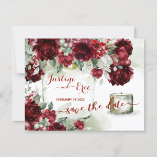 Red Peony Epiphany Save The Date Postcard