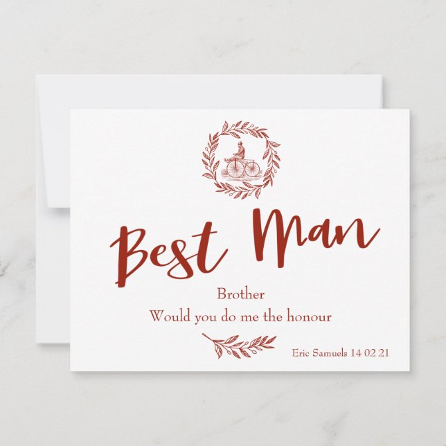 Red Peony Epiphany Wedding Best Man Ask Card (Back)