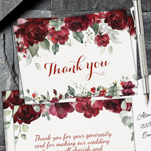 Red Peony Epiphany Wedding  Thank You Card