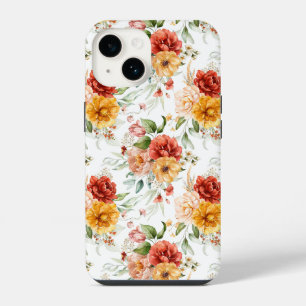 Red Peony Flower Bouquet Pattern iPhone 14 Case