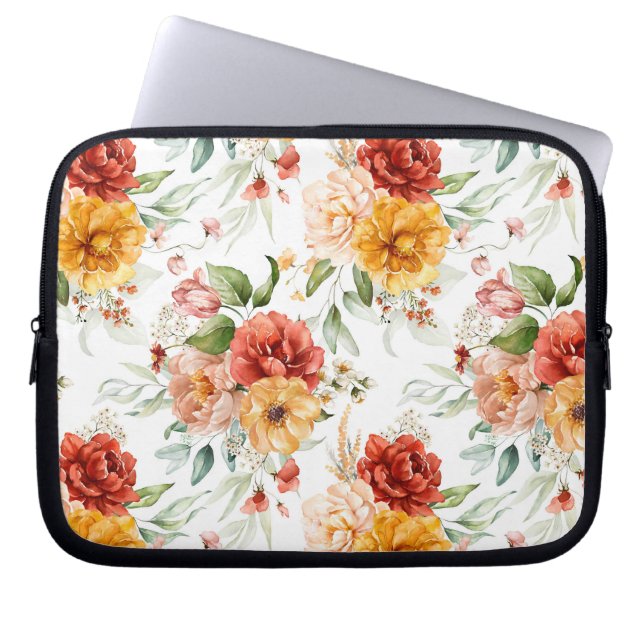 Red Peony Flower Bouquet Pattern Laptop Sleeve (Front)