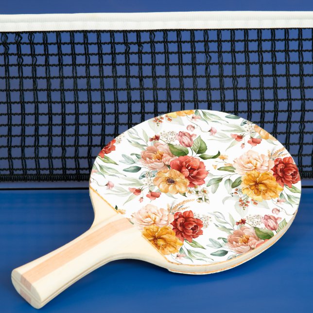 Red Peony Flower Bouquet Pattern Ping Pong Paddle (Insitu)