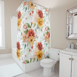 Red Peony Flower Bouquet Pattern Shower Curtain
