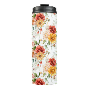 Red Peony Flower Bouquet Pattern Thermal Tumbler