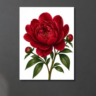 Red Peony Flower Front View Poster