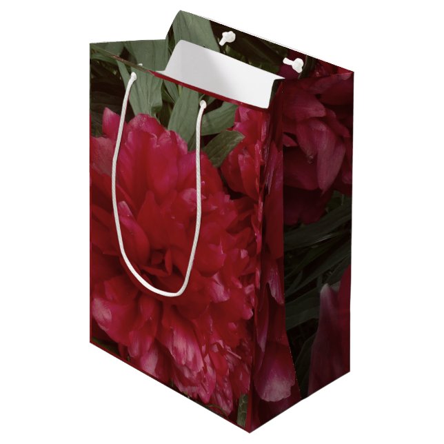 Red Peony Flower Photo  Gift Bag (Front Angled)