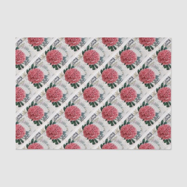Red Peony Map Tissue Paper (Front)