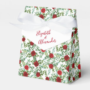 Red Peony & Rose Floral Wedding Favour Box