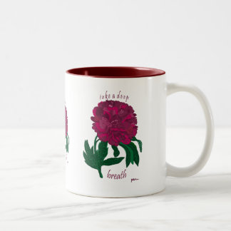 Red Peony Take a Deep Breath Two-Tone Coffee Mug