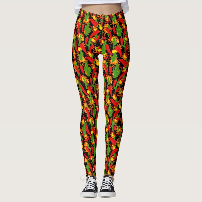 Red Pepper Chilli Cook Off Fun Foodie Leggings (Front)