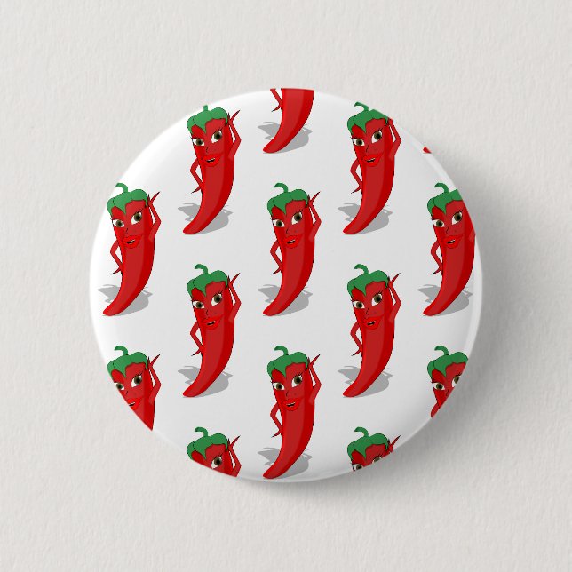 Red Pepper Diva Cartoon Pattern 6 Cm Round Badge (Front)