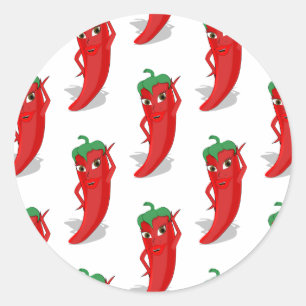 Red Pepper Diva Cartoon Pattern Classic Round Sticker