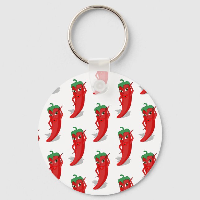 Red Pepper Diva Cartoon Pattern Key Ring (Front)