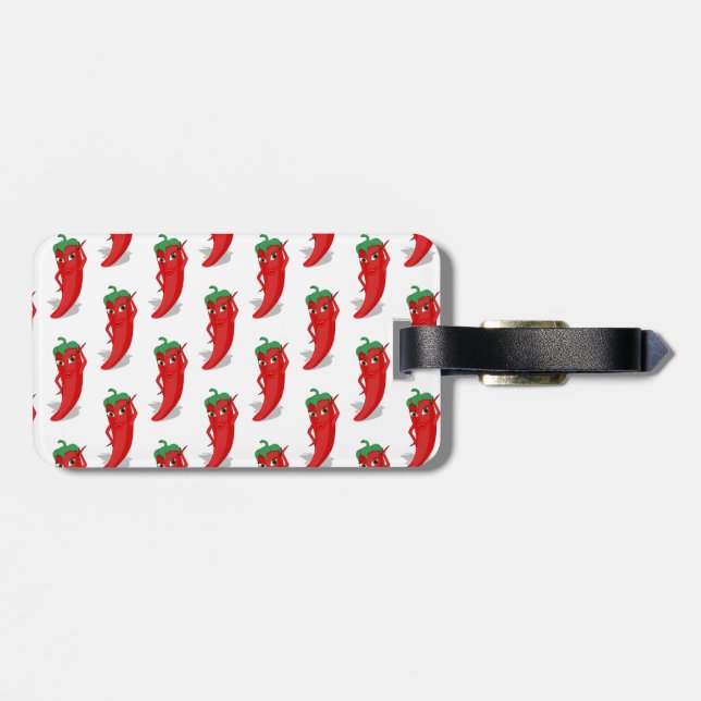 Red Pepper Diva Cartoon Pattern Luggage Tag (Back Horizontal)