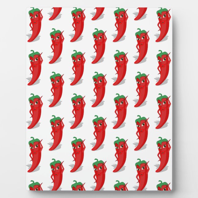 Red Pepper Diva Cartoon Pattern Plaque (Front)