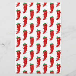 Red Pepper Diva Cartoon Pattern Stationery