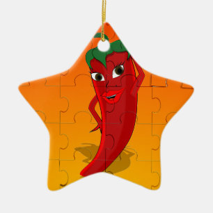 Red Pepper Diva Jigsaw Puzzle Ceramic Tree Decoration