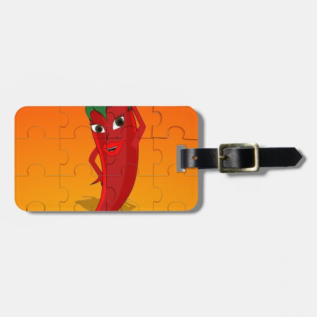 Red Pepper Diva Jigsaw Puzzle Luggage Tag (Front Horizontal)