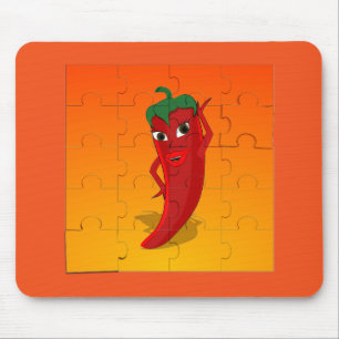 Red Pepper Diva Jigsaw Puzzle Mouse Mat