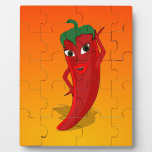 Red Pepper Diva Jigsaw Puzzle Plaque