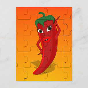 Red Pepper Diva Jigsaw Puzzle Postcard